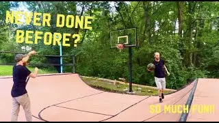 Installing a Free Basketball Goal on our HUGE Backyard Halfpipe!