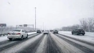 Relaxing Snowfall Drive on Highway 440 Laval | Ambient Car Sounds ASMR (No Talking, No Music)