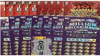 SC Million Dollar MANIA & RED HOT BONUS Scratch-Off Lottery 🎟 Tickets $220.00 Mix.