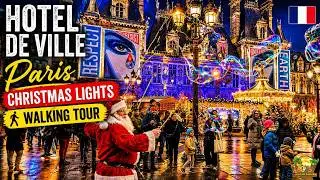 Hotel de Ville Paris Christmas Lights Walking Tour in 4K