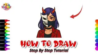 Demon Girl With Half Face Mask Drawing | K-Pop Demon Girl Drawing | Full Step-by-Step Tutorial