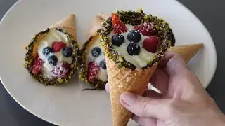 Mixed Berry and Cream Cheese Waffle Cones | Stuffed Waffle Cones | Quick and Easy Recipe