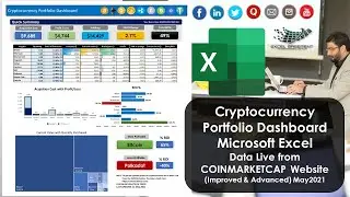 Cryptocurrency Portfolio Dashboard - Microsoft Excel - Data Live COINGECKO Website