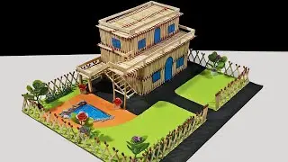 How To Make Beautiful MatchStick Garden House With Swimming Pool-Diy Garden Villa