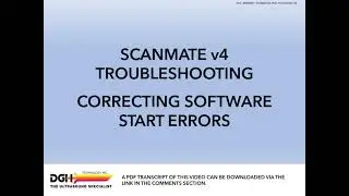 Scanmate v4. Troubleshooting Software Start Errors