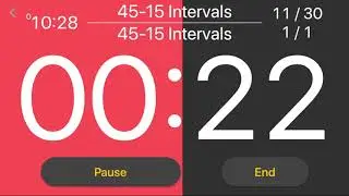 30 x (45 seconds - 15 seconds) intervals by Interval Timer: Custom Workout app