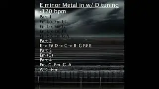 Backtrack E minor with D tuned guitar metal 120 bpm