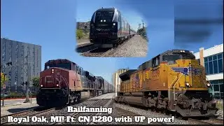 Railfanning Royal Oak, MI! Ft: CN E280 with Union Pacific power!