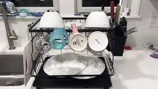 Ricobes 2-Tier Dish Drying Rack &ndash; Large Capacity Dish Rack for Kitchen Counter with Drainboard