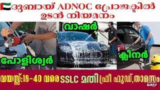 🇦🇪ദുബായിൽ ADNOC 💥പ്രോജക്റ്റിലേക്ക് നിരവധി ഒഴിവ്| Dubai car cleaner vacancy|car washer job