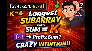 24. Longest Subarray with Sum K | Prefix Sum Intuition (Works with Negative Numbers) | DSA In Hindi