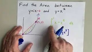 Find the Area between y=x and y=x^2 (Definite Integral)