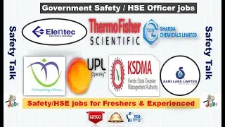 Safety jobs in government sector | Safety talk | KSDMA | HSE jobs | Freshers jobs | EHS