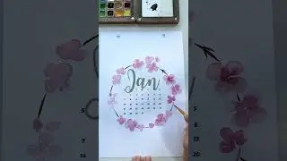 Cách vẽ hoa đào bằng màu nước | Trang trí một bộ lịch mừng năm mới 
