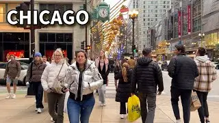 Strolling in Chicago ✨ Christmas Season on Saturday Walk | November 16, 2024 | 4k, City Sounds