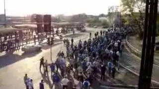 Przemarsz kibiców Ruchu z dworca w Bytomiu (Polonia - Ruch)