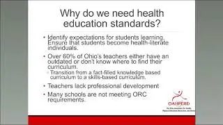 Health Education Standards Bill Overview - SB 287