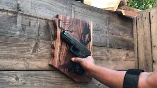 GC Creative Works - Arizona State Live Edge Willow Acacia Magnetic Firearm Holder with Fractal Art