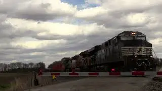 NS 7549, UP 2596, NS 368 With Mixed Freight Flying Through West Point, Indiana