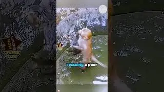 Why Did This Monkey Rescue a Kitten?🐒🐱💖#rescue #kitten #monkey #animals #love #shorts #respect