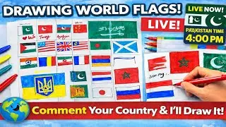 Drawing World Flags LIVE 🌍 | Comment Your Country & I&rsquo;ll Draw It