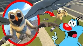 Oggy drone CATCHES MONSTER OWL 99 NIGHTS IN THE FOREST in REAL LIFE in Garry's Mod