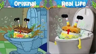 Help! SpongeBob is Trapped! 🚽😂 | SpongeBob Original vs Plush toys | SpongeBob Animation