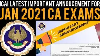 ICAI Latest Important Announcement For Jan 2021 CA Exams - Change in Exam Centre For CA Students