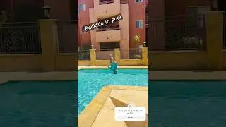 Backflip in pool #swimshorts #poolfun #poolshots #pooljumps #swimmimg #flips #ytshorts