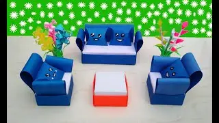 How to make a paper sofa set | DIY miniature sofa | origami sofa