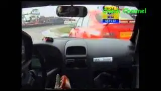 Btcc Matt Neal, Colin Turkington And Anthony Reid Crash Thruxton 2002