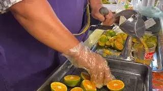 Thai Street Food 2020 - Fresh Orange Juice Process - IconSiam Indoor Floating Market