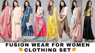 Fusion Wear ideas indian wedding outfit ideas kurta palazzo set  Palazzos & Ethnic Jacket dupatta 🔥