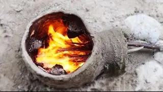 Building a primitive clay rocket stove - Consrtuction d'un rocket stove en argile