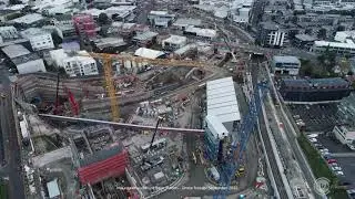City Rail Link Maungawhau Mt Eden Station construction site drone footage