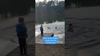 They changed their mind! #polarplunge #coldwaterchallenge #christmasswim