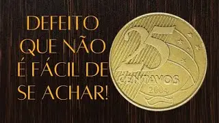 MOEDA DE 25 CENTAVOS ANO 2004. DEFEITO QUE N&Atilde;O &Eacute; F&Aacute;CIL DE SE ACHAR!