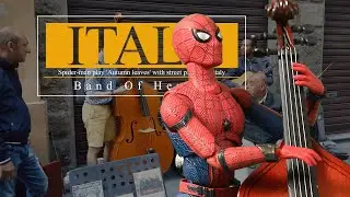 Contrabass Spider-Man /Autumn leaves /with Street performers in Florence, Italy