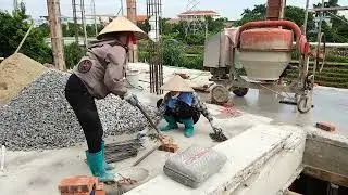 Construction of Floor 2: Detailed Formwork Setup & Concrete Column Pouring