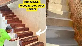 GENIAL CHEGOU A HORA DE APRENDER RENOVAR SUA ESCADA DE CONCRETO PISO ARDOSIA ETC  VEJA E FAÇA