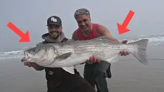 NJ Surf Fishing Heaven! HUGE Striped Bass, Black Drum & Bluefish!