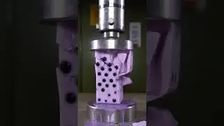 Tall Frozen Taro Boba Ice Block vs Hydraulic Press (Satisfying Crack) #hydraulicpress #crushtest
