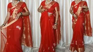 Organza Saree Draping Tutorial With Perfect Fitting//Step by Step For Beginners 💖 