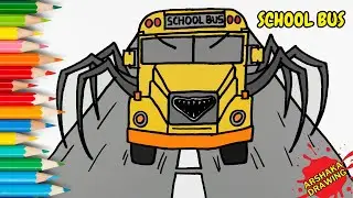 How to Draw School Bus Eater Easy Step by Step | Arshaka Drawing