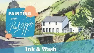 How to Paint an Ink and Wash Watercolour - The  Abandoned Cottages in Kynance Cove