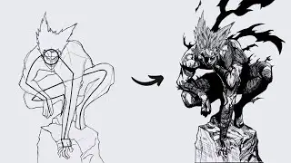 How to Draw Garou Full Body Step by Step | Easy Anime Drawing | OPM S3