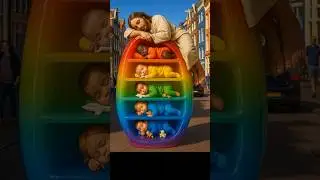 Jesus blessings 🌈🥚👶✨💛🛋️ Happy Babies Run from Rainbow Jelly Egg to Bed #jesus #shorts