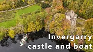Invergarry Castle and boat - Scotland - DaneWithADrone