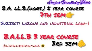 🎓👉🏆 Labour and industrial law-1  LL.B 3 year course questions paper | MDU Rohtak