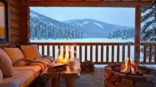 Sleep Instantly in a Cozy Log Cabin ❄️ Winter Blizzard & Frozen Lake Ambience
